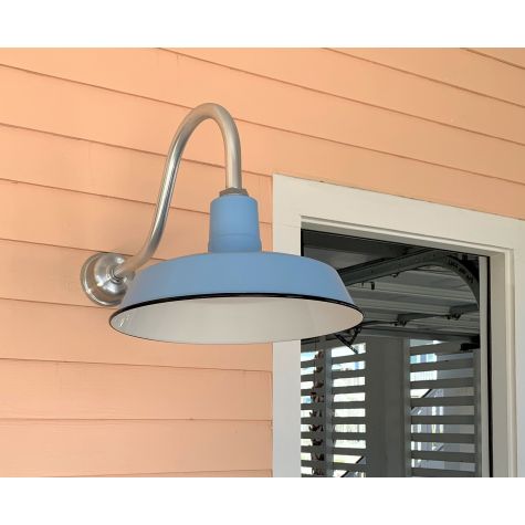Decorative Backing Plate Cover (Displayed here: 16" The Original™ Warehouse Gooseneck Light, 765-Delphite Blue, G22 Arm, 980-Brushed Aluminum, Decorative Backing Plate)