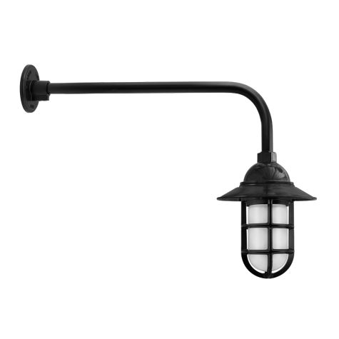 Industrial Guard LED Gooseneck, 100-Black, Flared Shade, TGG-Heavy Duty Cast Guard, CLR-Clear Glass, G8 Gooseneck Arm
