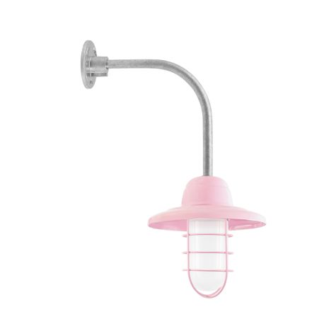 Industrial Guard Gooseneck, 480-Blush Pink, Warehouse Shade, WGG-Wire Guard, FST-Frosted Glass, G12 Gooseneck Arm, 975-Galvanized