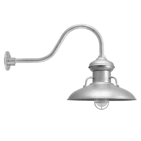 16" Laramie Nautical LED, 975-Galvanized, CGG-Standard Cast Guard, RIB-Ribbed Glass