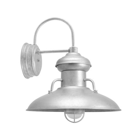 16" Laramie Wall Sconce, 975-Galvanized, CGG-Standard Cast Guard, RIB-Ribbed Glass