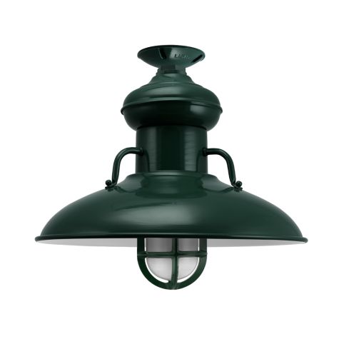 16" Laramie Nautical LED, 300-Dark Green, TGG-Heavy Duty Cast Guard, FST-Frosted Glass