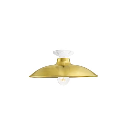 12" Sinclair, 997-Natural Raw Brass, Mounting in 200-White, Shown with Nostalgic Edison-Style Victorian 40 Watt Light Bulb