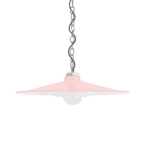 15" Conoco LED, 480-Blush Pink, Mounting in 975-Galvanized, CSBP-Black & Pink Cloth Cord, Domed Lens
