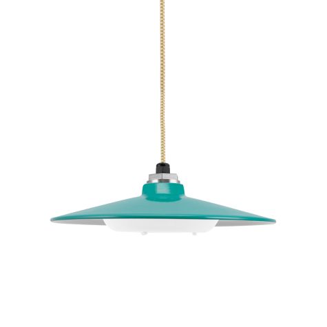 12" Conoco LED, 390-Teal, CSGW-Gold & White Cloth Cord, Flat Lens