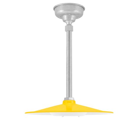 15" Conoco LED, 500-Buttery Yellow, Mounting in 975-Galvanized, Hang Straight Canopy, Flat Lens