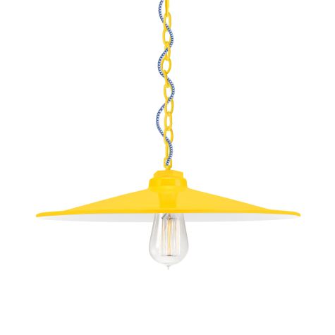 15" Conoco, 500-Buttery Yellow, CSUW-Blue & White Cloth Cord, Nostalgic Edison-Style 1910 Era 60 Watt Light Bulb