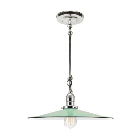 15" Conoco Stem & Loop, 355-Jadite, NS-Nickel with No Switch, Black Cotton Twist Cord, Nostalgic Edison-Style 1910 Era 60 Watt Light Bulb