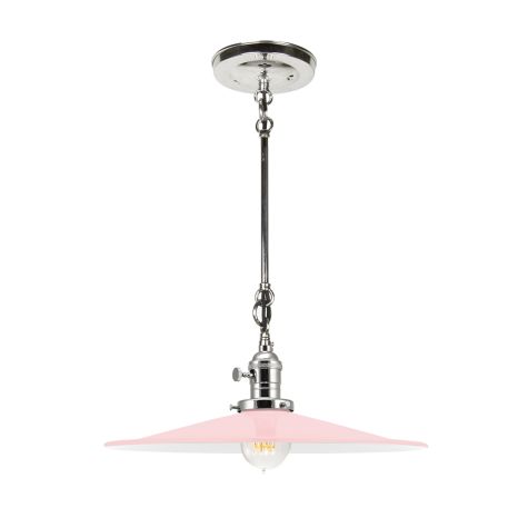 15" Conoco Stem & Loop, 480-Blush Pink, NK-Nickel with Knob Switch, Black Cotton Twist Cord, Nostalgic Edison-Style 1910 Era 60 Watt Light Bulb