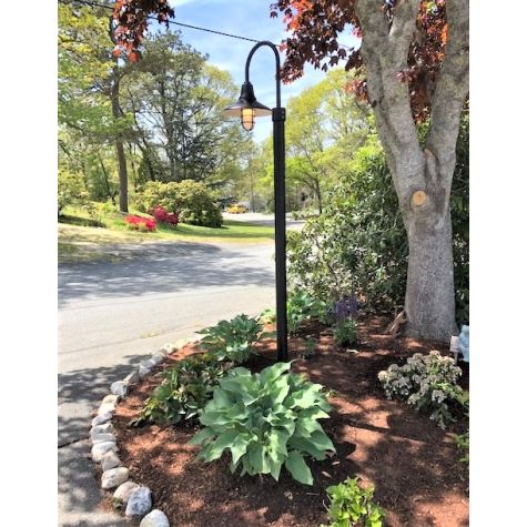 14" Aero, 105-Textured Black, CGG-Standard Cast Guard, FST-Frosted Glass, Smooth Direct Burial Pole