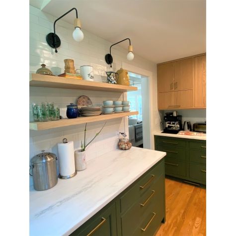 Downtown Minimalist Wooden Socket Swing Arm Wall Sconce, Ash, 300-Dark Green, G66 Arm | Photo Courtesy of Homeowner