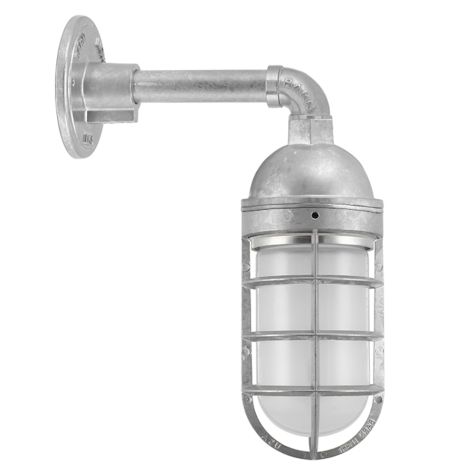 Industrial Guard Sconce, 975-Galvanized, CGG-Standard Cast Guard, FST-Frosted Glass