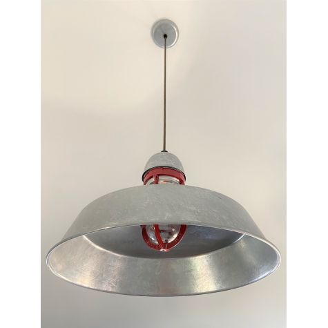 16" Sydney LED, 975-Galvanized, 400-Barn Red, Ribbed Glass, 3000k | Customer Submission