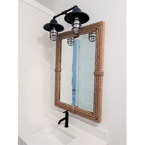 Double Market Industrial Guard Sconce - 705-Navy, Warehouse, Standard Cast Guard, Clear Glass | Photo Courtesy of Homeowner