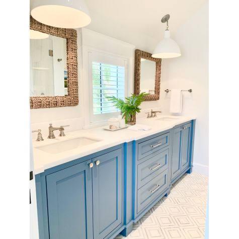 16" Wilcox Chain Hung Pendant, 200-White, Chain 975-Galvanized, White Cloth Cord | Photo Courtesy of Kaywell Interiors