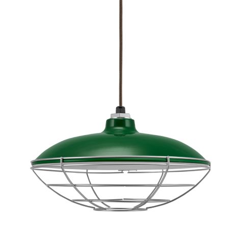 14" Sinclair, 307-Emerald Green, Wire Cage, 975-Galvanized,  CSBB-Black & Brown Cloth Cord