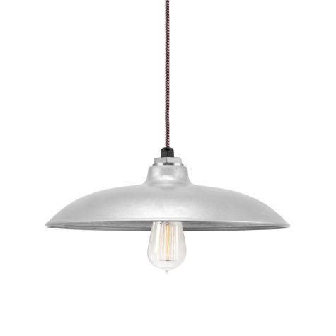 14" Sinclair, 975-Galvanized, CSBP-Black & Pink Cloth Cord, Nostalgic Edison-Style 1910 Era 40 Watt Light Bulb