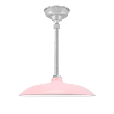 16" Sinclair LED, 480-Blush Pink, Mounting in 975-Galvanized, Hang Straight Canopy
