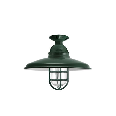 12" Bridgeport LED, 300-Dark Green, CGG-Standard Cast Guard, RIB-Ribbed Glass