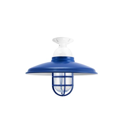 12" Bridgeport, 700-Royal Blue, CGG-Standard Cast Guard, RIB-Ribbed Glass, Mounting in 200-White