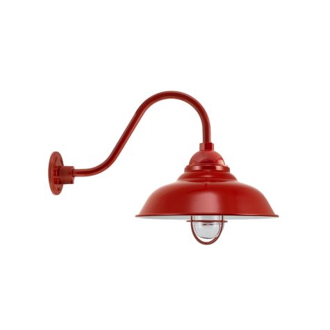 14" Chicago LED, 400-Barn Red, WGG-Wire Guard, CLR-Clear Glass, G11 Gooseneck Arm
