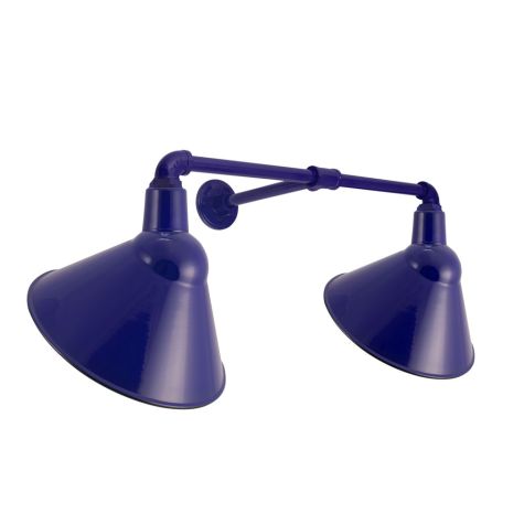 Dual Arm Fire Chief Sign Light, 14" Shades, 710-Cobalt Blue PTMP