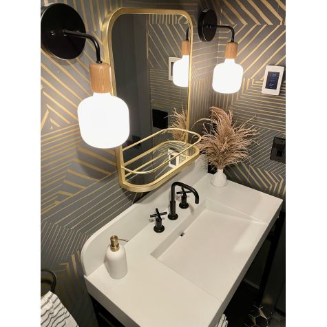 Downtown Minimalist Wooden Socket Wall Sconce, Oak, 106-Matte Black, LED Bulb | Photo Courtesy of John Colaneri
