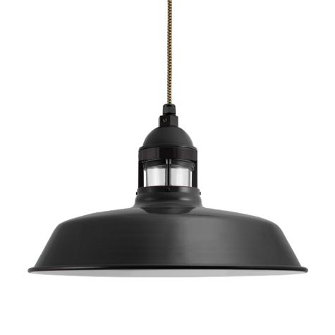 16" Sydney LED, 100-Black, CLR-Clear Glass, CSBG-Black & Gold Cloth Cord