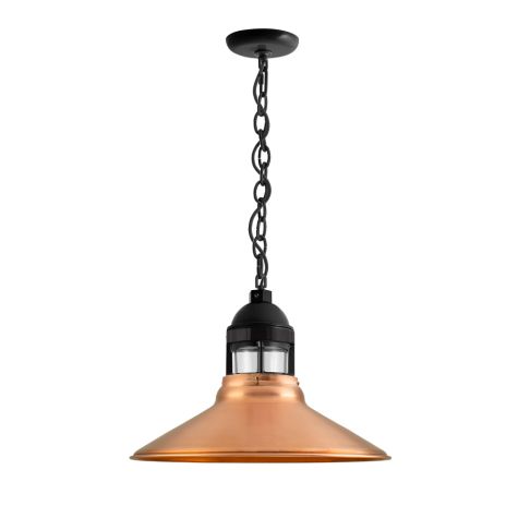 16" Wallaby, 995-Natural Raw Copper, Guard in 100-Black, CLR-Clear Glass, CSBB-Black & Brown Cloth Cord, Mounting in 100-Black