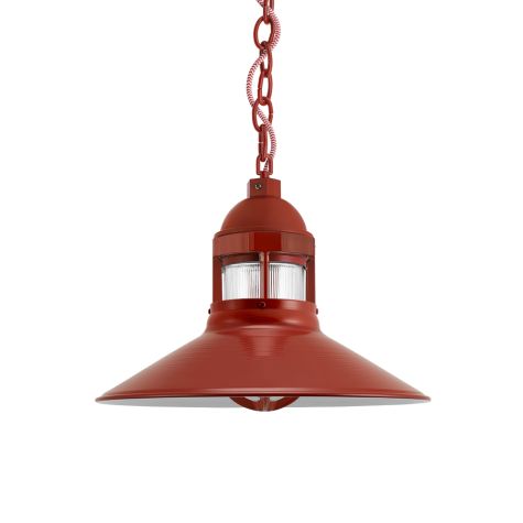 14" Wallaby LED, 400-Barn Red, RIB-Ribbed Glass, CRZ-Red Chevron Cord
