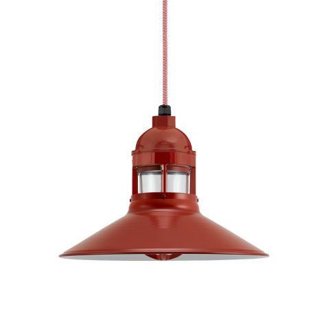 14" Wallaby LED, 400-Barn Red, CLR-Clear Glass, CRZ-Red Chevron Cord