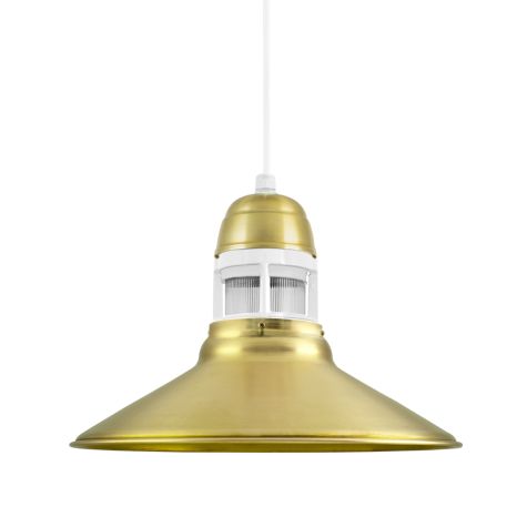 16" Wallaby, 997-Natural Raw Brass, With Cap Option, Guard in 200-White, RIB-Ribbed Glass, CSW-White Cloth Cord
