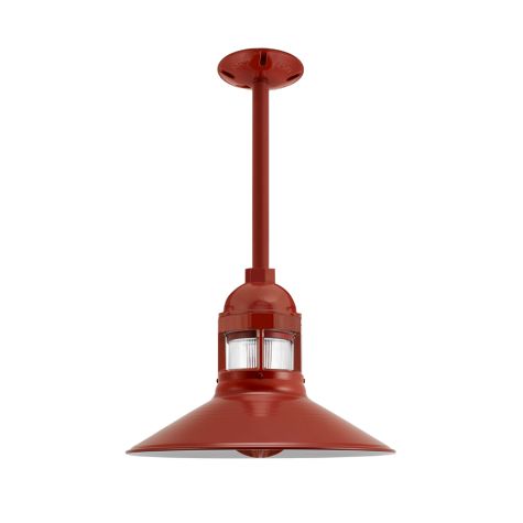 14" Wallaby LED, 400-Barn Red, RIB-Ribbed Glass