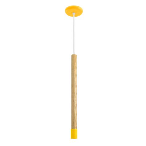 27" Alto Wooden Cylinder Pendant, Ash Wood, Cup in 500-Buttery Yellow, SWH-Standard White Cord