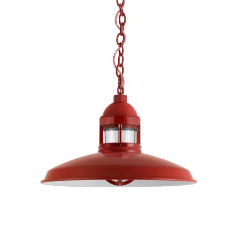 14" Brisbane LED, 400-Barn Red, CLR-Clear Glass, CRZ-Red Chevron Cord