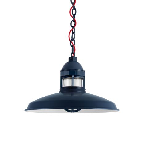 14" Brisbane LED, 705-Navy, CLR-Clear Glass, CSR-Red Cloth Cord