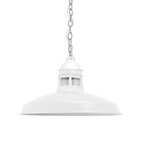 16" Brisbane, 200-White, RIB-Ribbed Glass, Mounting in 975-Galvanized, CSW-White Cloth Cord