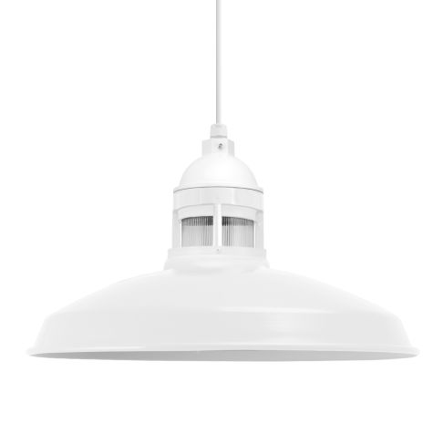 16" Brisbane LED, 200-White, RIB-Ribbed Glass, Standard White Cord