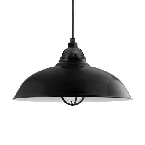 20" Chicago LED, 100-Black, CGG-Standard Cast Guard, FST-Frosted Glass, CSB-Black Cloth Cord