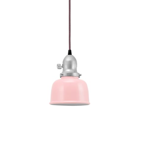 Fargo Pendant, 480-Blush Pink, Cup in 975-Galvanized, No Arms with Paddle Switch, CSBP-Black & Pink Cloth Cord
