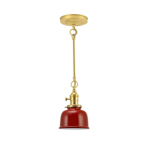 Fargo Stem & Loop Pendant, 400-Barn Red, 12" Stem, Putty Cotton Twist Cord, BK-Brass with Knob Switch