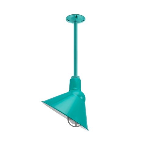 14" Fire Chief Nautical LED, 390-Teal, CGG-Standard Cast Guard, 975-Galvanized, RIB-Ribbed Glass