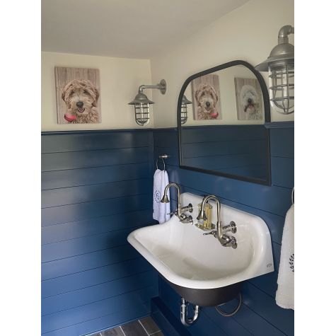 Industrial Guard LED Sconce, 975-Galvanized, Flared Shade, Standard Cast Guard, Clear Glass | Customer Submission