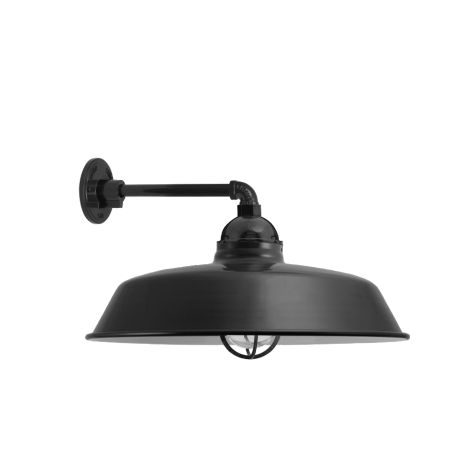 18" Rochester, 100-Black, CGG-Standard Cast Guard, RIB-Ribbed Glass, G16 Straight Arm