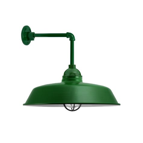 18" Rochester LED, 307-Emerald Green, CGG-Standard Cast Guard, 100-Black, RIB-Ribbed Glass, G35 Gooseneck Arm