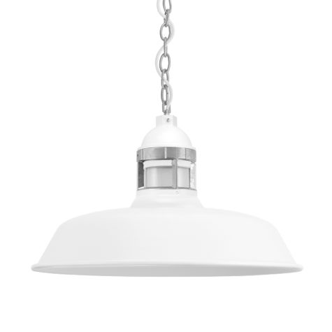 16" Sydney, 200-White, Guard in 975-Galvanized, FST-Frosted Glass, CSW-White Cloth Cord, Mounting in 975-Galvanized