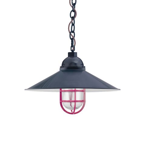 18" Syracuse LED, 705-Navy, CGG-Standard Cast Guard, 490-Magenta, RIB-Ribbed Glass, CSBP-Black & Pink Cloth Cord
