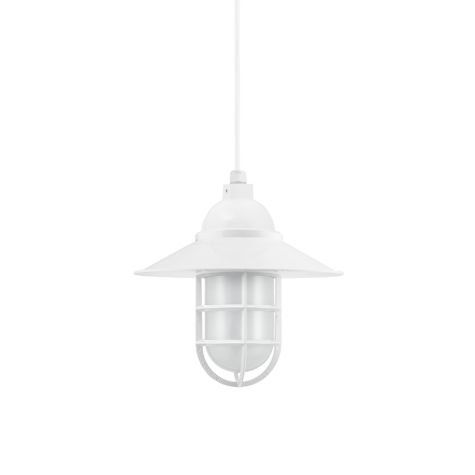 12" Syracuse LED, 200-White, CGG-Standard Cast Guard, FST-Frosted Glass, CSW-White Cloth Cord