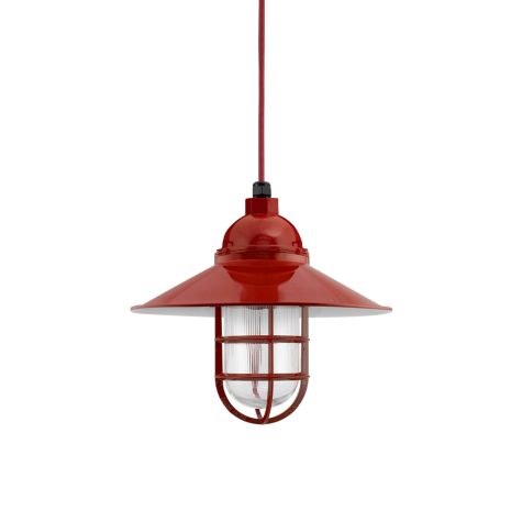 14" Syracuse, 400-Barn Red, CGG-Standard Cast Guard, RIB-Ribbed Glass, CSR-Red Cloth Cord