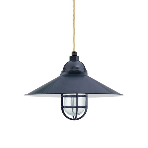 18" Syracuse, 705-Navy, CGG-Standard Cast Guard, RIB-Ribbed Glass, CSGW-Gold & White Cloth Cord